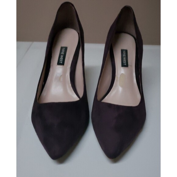 Women's Nine West Plum Purple Genuine Suede Formal Pump Heel Sz 8.5M PO Good - Picture 1 of 12
